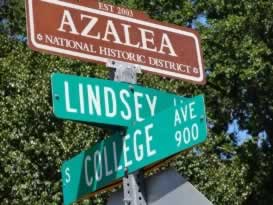 Tyler Azalea National Historic District sign, corner of Lindsey Lane and S. College Avenue, Tyler, Texas
