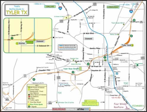 Todd Sestero's Railfan Guide to Tyler, Texas provided with permission of the owner ... click image to enlarge