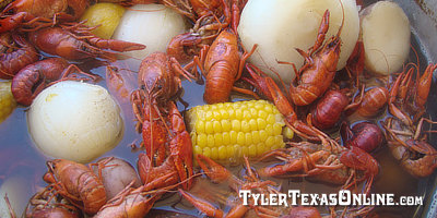 Big, juicy boiled Texas Crawfish 