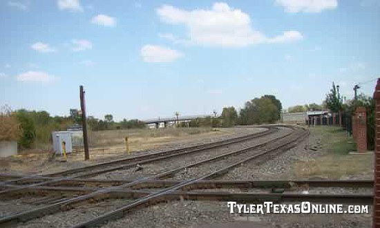 Looking east from the Cotton Belt Depot Museum toward the rail yards in Tyler Texas
