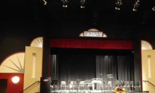 The stage inside Liberty Hall in Tyler Texas