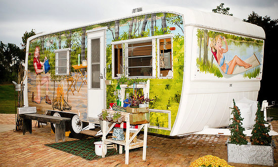 Glamping trailers at Rowdy Creek Ranch in Gilmer, Texas