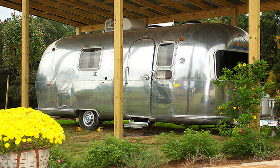 Glamping trailers at Rowdy Creek Ranch in Gilmer, Texas