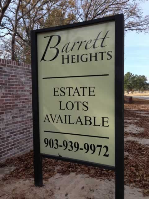 Entrance area to Barrett Heights subdivision, Tyler, Texas
