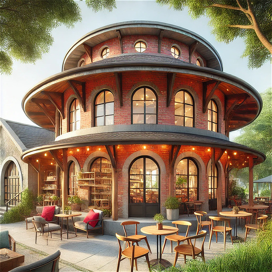 Exterior view of the Roundhosue Cafe at the RailYard at Tyler ... a planned development in downtown Tyler, Texas