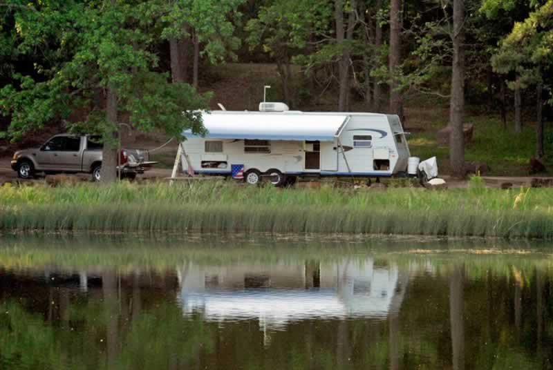 RV camping at Tyler State Park in East Texas