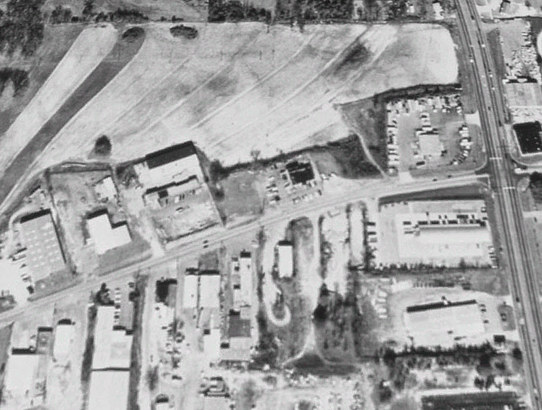 Aerial map of the Starlite Drive-in Theatre in Tyler, Texas, on the Kilgore Highway, circa 1995