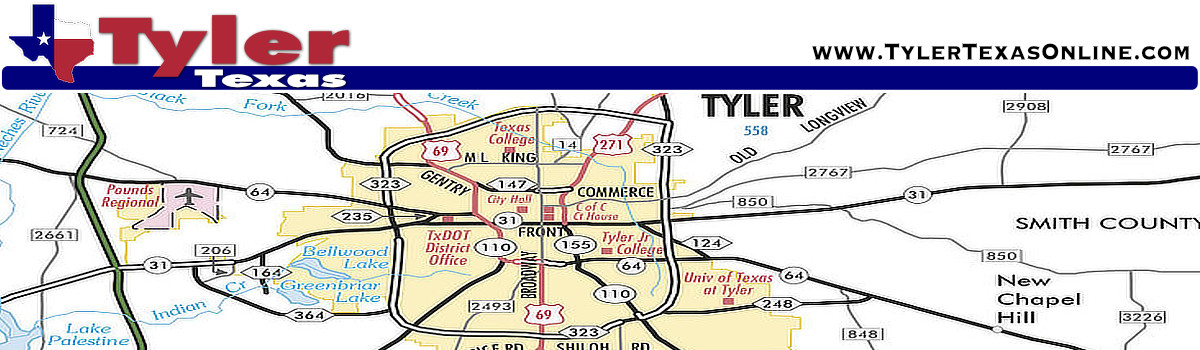 Upper East Texas Area Communities near Tyler, County Seats, and Map of All Texas Counties